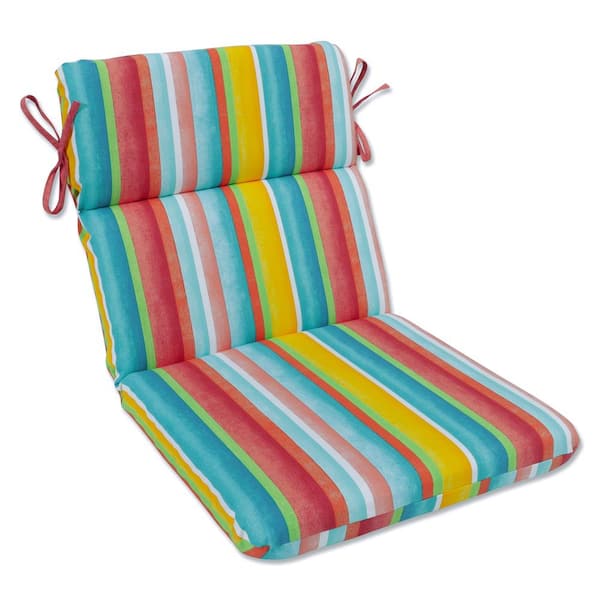 Pillow Perfect Stripe Outdoor/Indoor 21 in W x 3 in H Deep Seat, 1-Piece Chair Cushion with Round Corners in Multicolored Dina