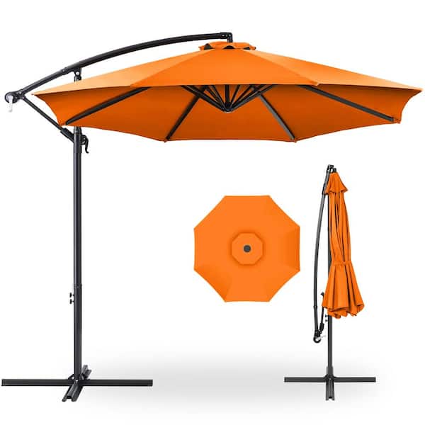 Best Choice Products 10 ft. Aluminum Offset Round Cantilever Patio Umbrella with Easy Tilt Adjustment in Orange