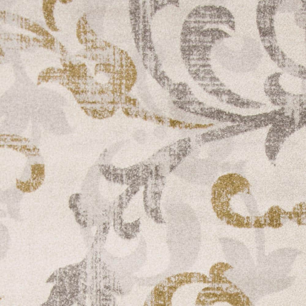 Ivory and Light Grey 8' x 10' Synthetic Area Rug