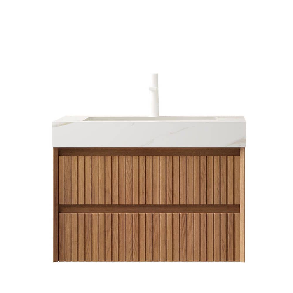 29.92 in. Single Sink Floating Espresso Bath Vanity with White Sintered Stone Top and White Sink Assembled price history on PriceWatchPro