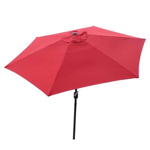 9 ft. Steel Market Outdoor Tilt and Crank Umbrella in Red