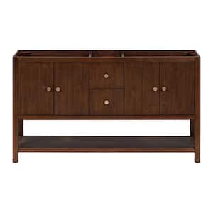 Zoe 60 in. W x 21 in. D x 34 in. H Bath Vanity Cabinet without Top in Walnut Finish