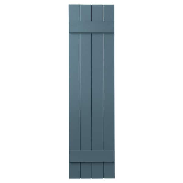 Ply Gem 15 in. x 51 in. Polypropylene 4-Board Closed Board and Batten Shutters Pair in Coastal Blue