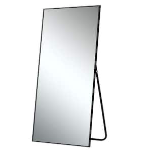 35 in. W x 79 in. H Classic Rectangle Metal Framed Black Wall Mirror