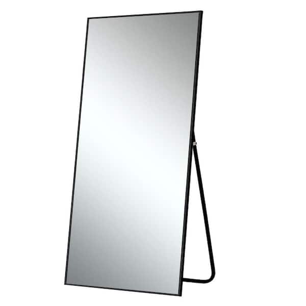 NEUTYPE 35 in. W x 79 in. H Classic Rectangle Metal Framed Black Wall Mirror