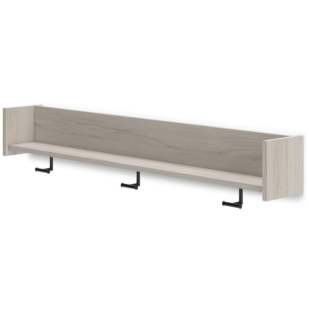 Socalle Brown Wall-Mounted Coat Rack with Shelf - thumbnail 3