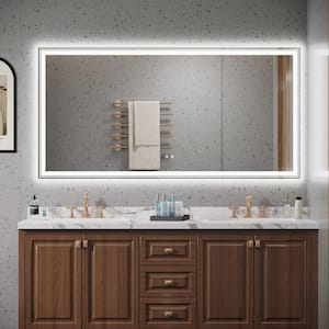Anky 72 in. W x 36 in. H Rectangular Frameless LED Wall Mount Bathroom Vanity Mirror, Antifog Beauty Makeup Mirror