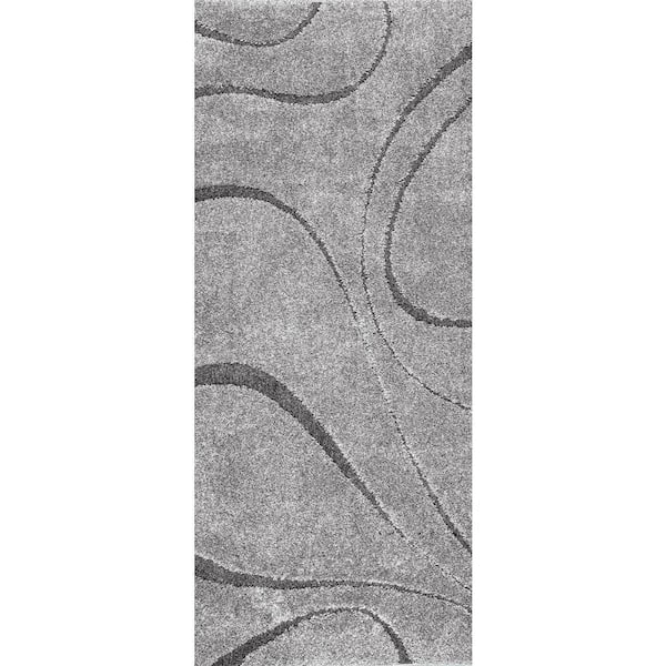 nuLOOM Carolyn Contemporary Curves Shag Dark Gray 2 ft. 6 in. x 6 ft. Runner Rug