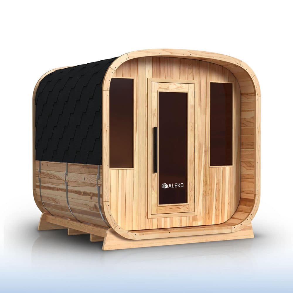 ALEKO Rustic Series 4-Person Outdoor Cedar Square Sauna with 4.5