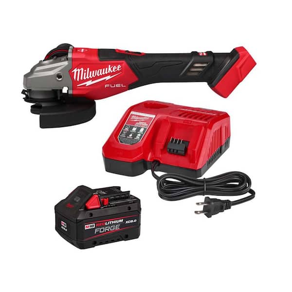 M18 FUEL 18V Lithium-Ion Brushless Cordless 4-1/2 in. /6 in. Braking Grinder with Slide Switch w/ 8. 0Ah Battery/Charger
