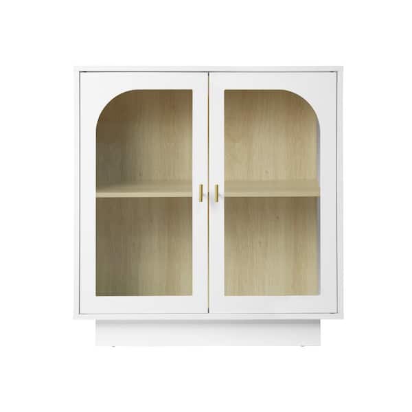 Boyel Living White 31 in. Storage Cabinet with Acrylic Door for Living Room, Dining Room, Study