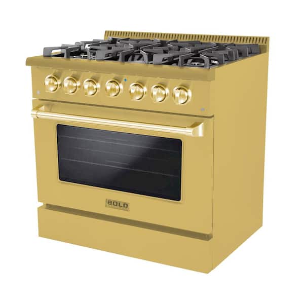 BOLD 36 Freestanding All Gas Range with LP Gas Stove and Gas Oven,  Stainless steel with Chrome Trim
