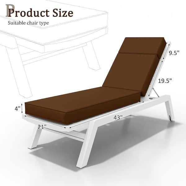 71 in. x 21 in. x 4 in. Premium Waterproof Chaise Lounge Cushion, All-Weather Replacement for Outdoor Chairs Chocolate