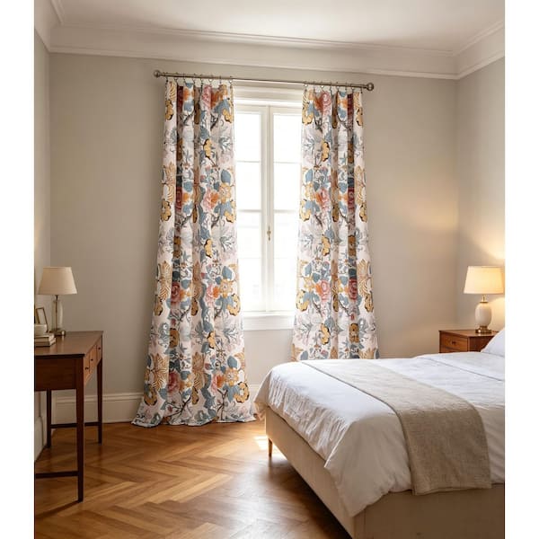 Multi-Colored Polyester 52 in. W x 84 in. L Floral Window Curtain
