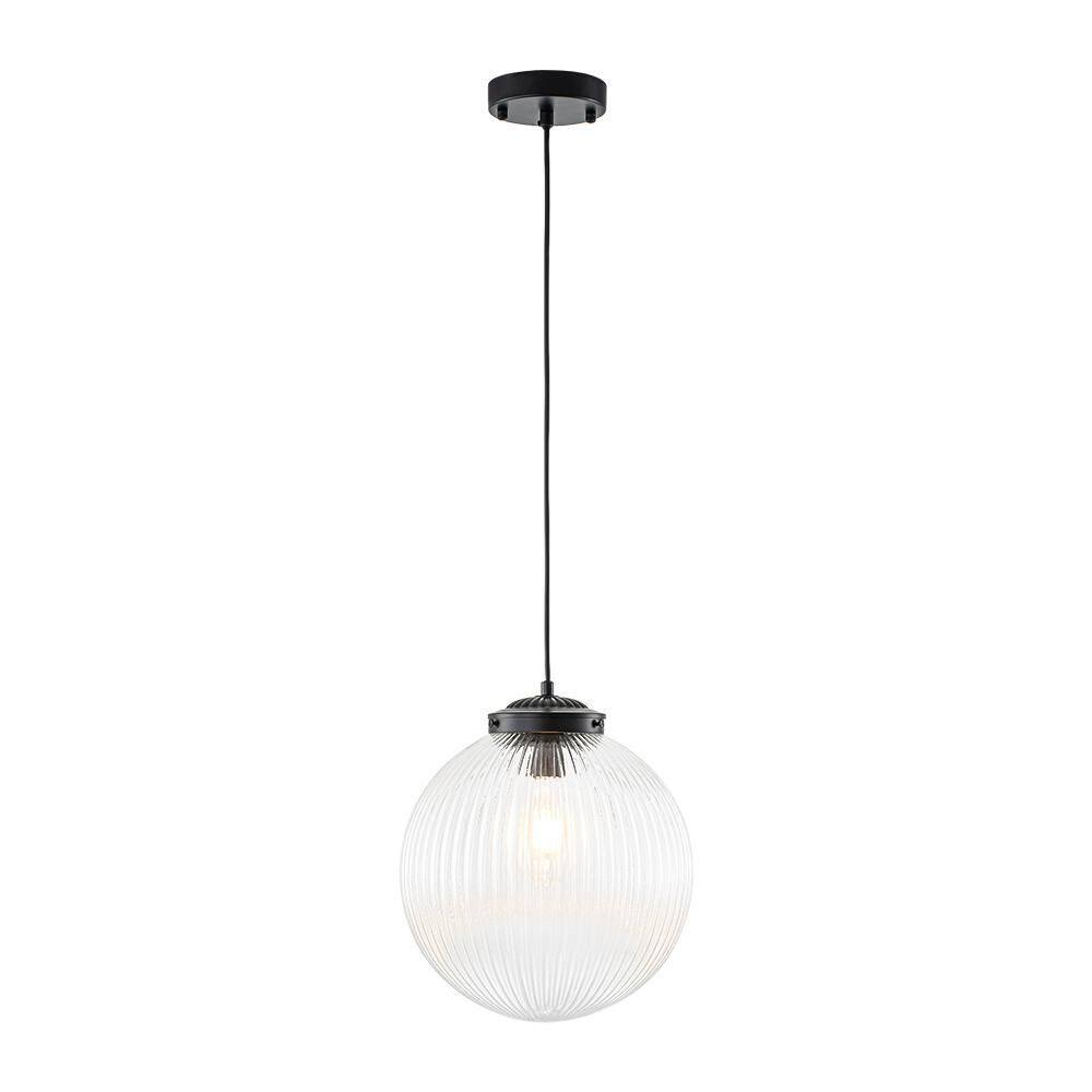 Voryra 1-Light 11.8 in. W Matte Black Ribbed Glass Globe Pendant Light for Hallway and Kitchen Island price history on PriceWatchPro