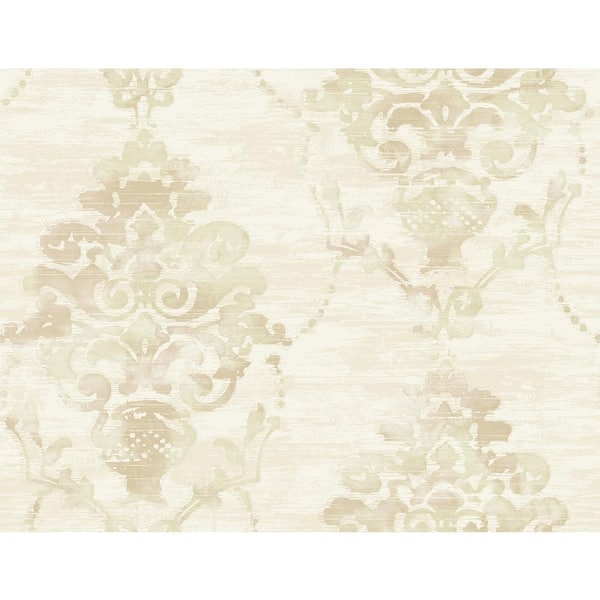 Seabrook Designs Damask Faux Texture Cream and Satin Champagne Paper ...