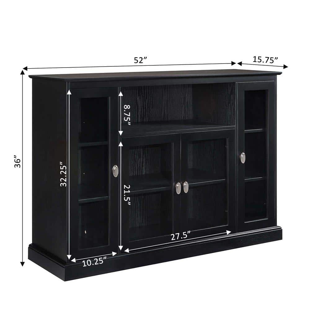 Convenience Concepts Summit Highboy TV Stand with Storage Cabinets and Shelves, Black