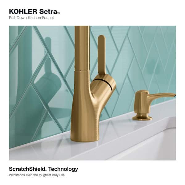 New Kohler Gold Setra R22897-SD-2MB Pull Down Kitchen Faucet Dispensers MSRP 299 