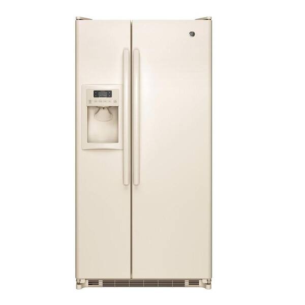 GE 33.5 in. W 21.8 cu. ft. Side by Side Refrigerator in Bisque