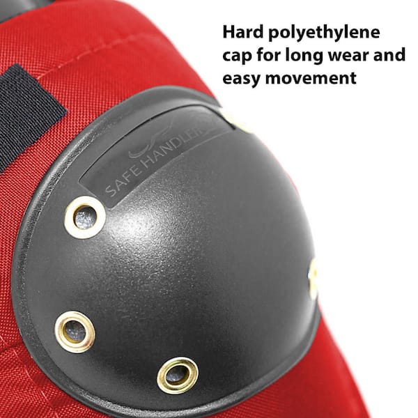 Safe Handler Professional Knee Pads with Heavy Duty Foam | Strong Double Straps and Easily Adjustable Fix Clips (Foam Red)