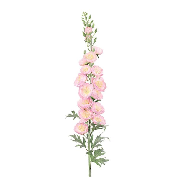 LIVING LUXURY 36 in. Pink Artificial Hybird Delphinium Flower Stem