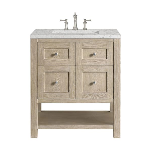 James Martin Vanities Breckenridge 30.0 in. W x 23.5 in. D x 34.18 in. H Single Bath Vanity Whitewashed Oak & Eternal Jasmine Pearl Quartz Top