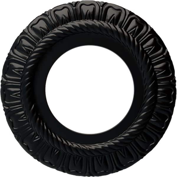 Ekena Millwork 1/2" x 9" x 9" Polyurethane Claremont Ceiling Medallion, Hand-Painted Jet Black