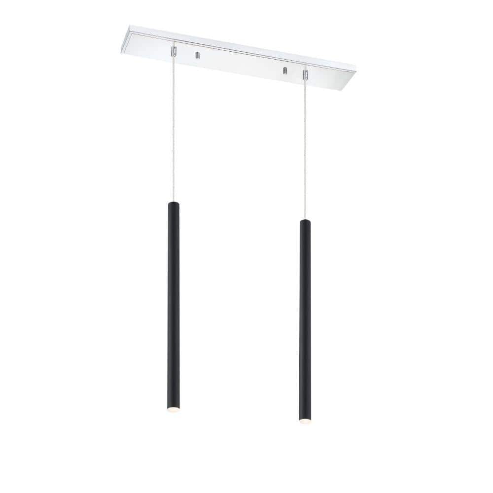 Forest 5-Watt 2-Light Integrated LED Chrome Shaded Chandelier with Matte Bl