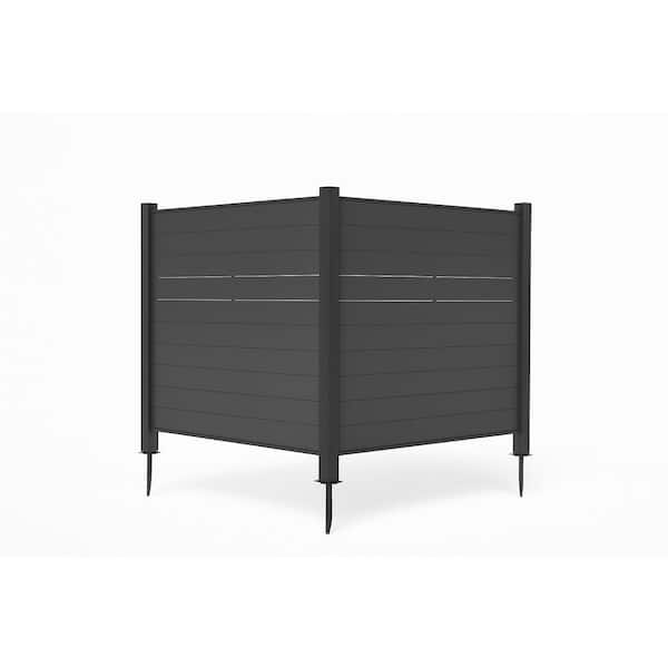 2-Panel Outdoor Black Air Conditioner Fence Screen, Metal Privacy Fence