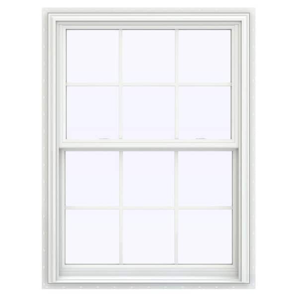 JELD-WEN 35.5 in. x 53.5 in. V-2500 Series White Vinyl Double Hung Window with Colonial Grids/Grilles