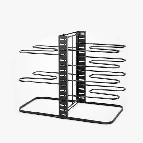 8-Tier 14.96 in. H Black Adjustable Standing Pot Rack, Pots and Pans Organizer, Kitchen Organizers and Storage