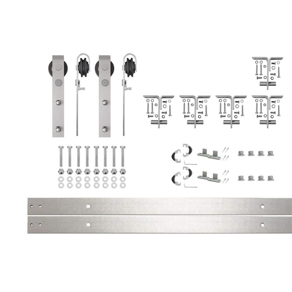 6.6 ft./79 in. Brushed Nickel Ceiling Mount Double Track Bypass Sliding Barn Door Track and Hardware Kit for Double Door price history on PriceWatchPro