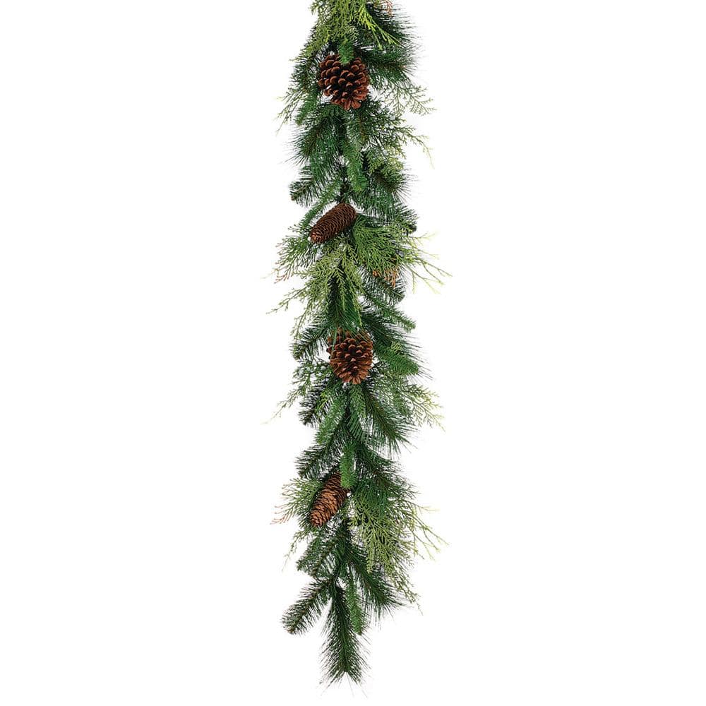 SULLIVANS 6 ft. Unlit Green Mixed Pine Artificial Christmas Garland ...