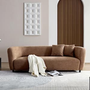 89 in. Luxury Rectangle Flared Arm Camel Fabric Plush Sofa for Bonus Room and Apartment