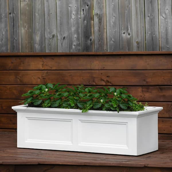 Fairfield 48 in. White polyethylene Resin Rectangular Outdoor Self-Watering Garden Bed