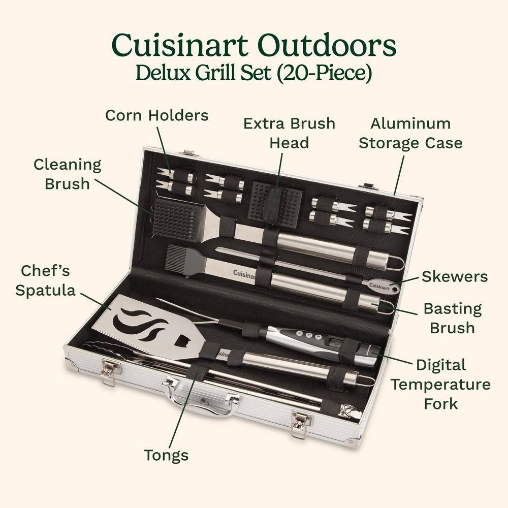 20-Piece Stainless Steel BBQ Tool Set with Aluminum Case