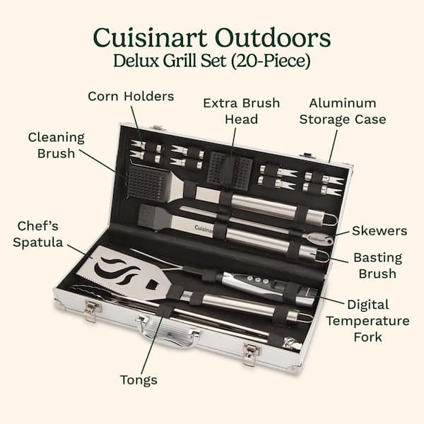CUISINART OUTDOORS Deluxe Grilling Tool Set with Aluminum CUISINART OUTDOORS Deluxe Grilling Tool Set with Aluminum