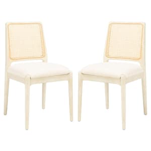 Reinhardt White/Ivory 17.5 in. Rattan Dining Chair Set of 2