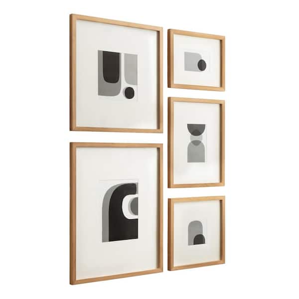 Kate and Laurel 5-Piece Gallery Wood Framed Abstract Art Set 21 in. x 17 in.