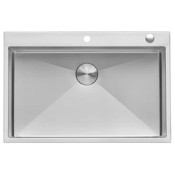 Tirana Pro 33 in. Drop-in Topmount Single Bowl 16-Gauge Stainless Steel Kitchen Sink with Rounded Corners