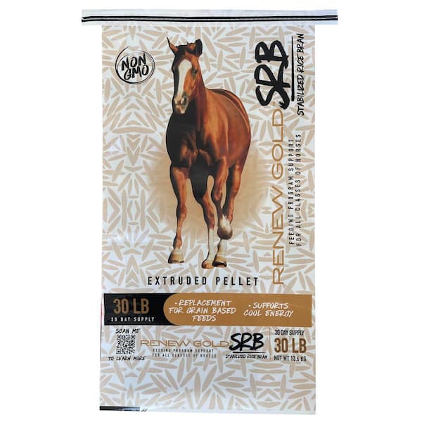 30 lb. Bag SRB Stabilized Rice Bran for All Classes and Ages of Horses, from Weanlings to Seniors