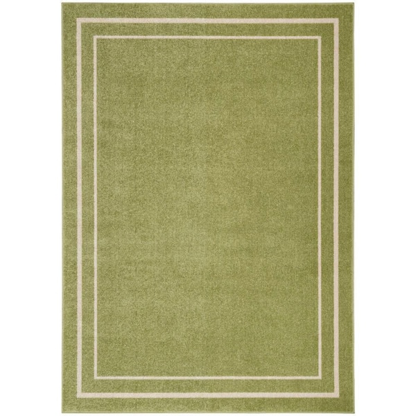 Nourison Essentials Green Ivory 4 ft. x 6 ft. Solid Contemporary Indoor/Outdoor Area Rug