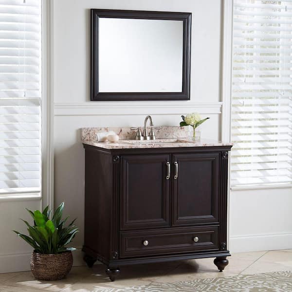 37 in. W x 22 in. D Cultured Marble White Rectangular Single Sink Vanity Top in Rustic Gold