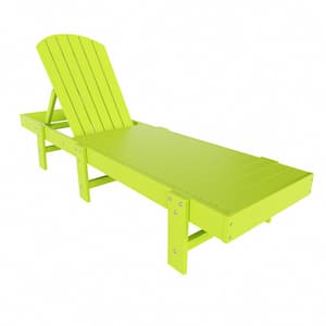 Altura Lime HDPE Plastic Outdoor Adjustable Backrest Classic Adirondack Chaise Lounger