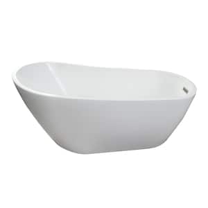 Lucinda 66 in. Acrylic Slipper Flatbottom Non-Whirlpool Bathtub in White with Integral Drain in White