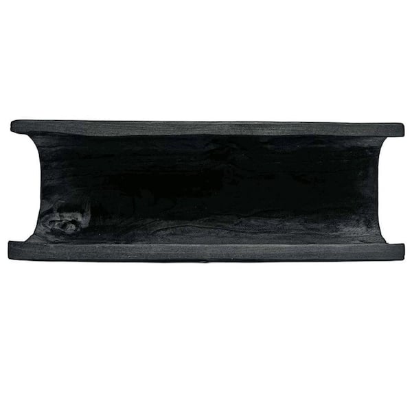 Black Wall-Mounted Wood Plant Shelf Planter