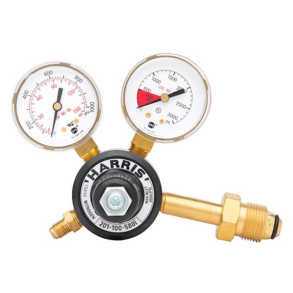 Harris 1/4 in. Model 201 Brass Nitrogen Preset Beverage Regulator 0-100 ...