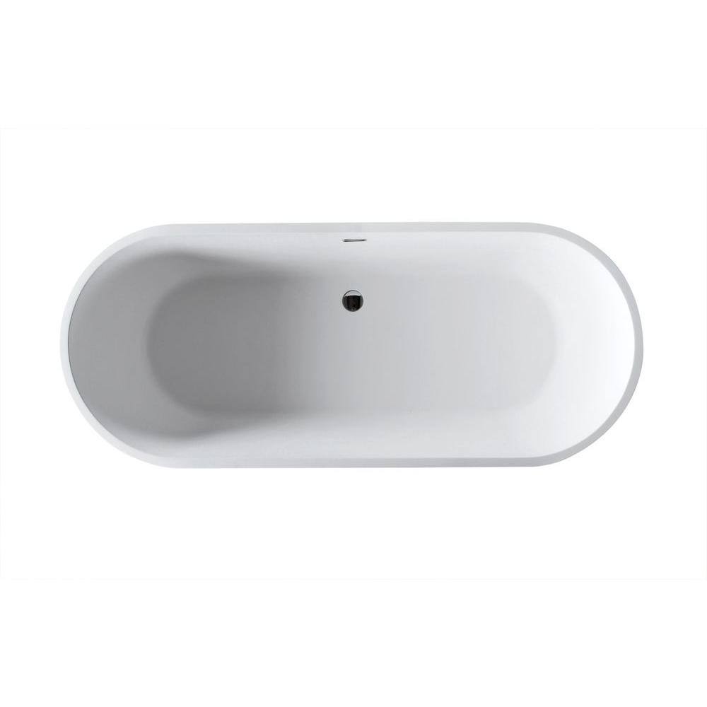 Kosima 66.8'' Matte White Stone Resin Freestanding Bathtub
