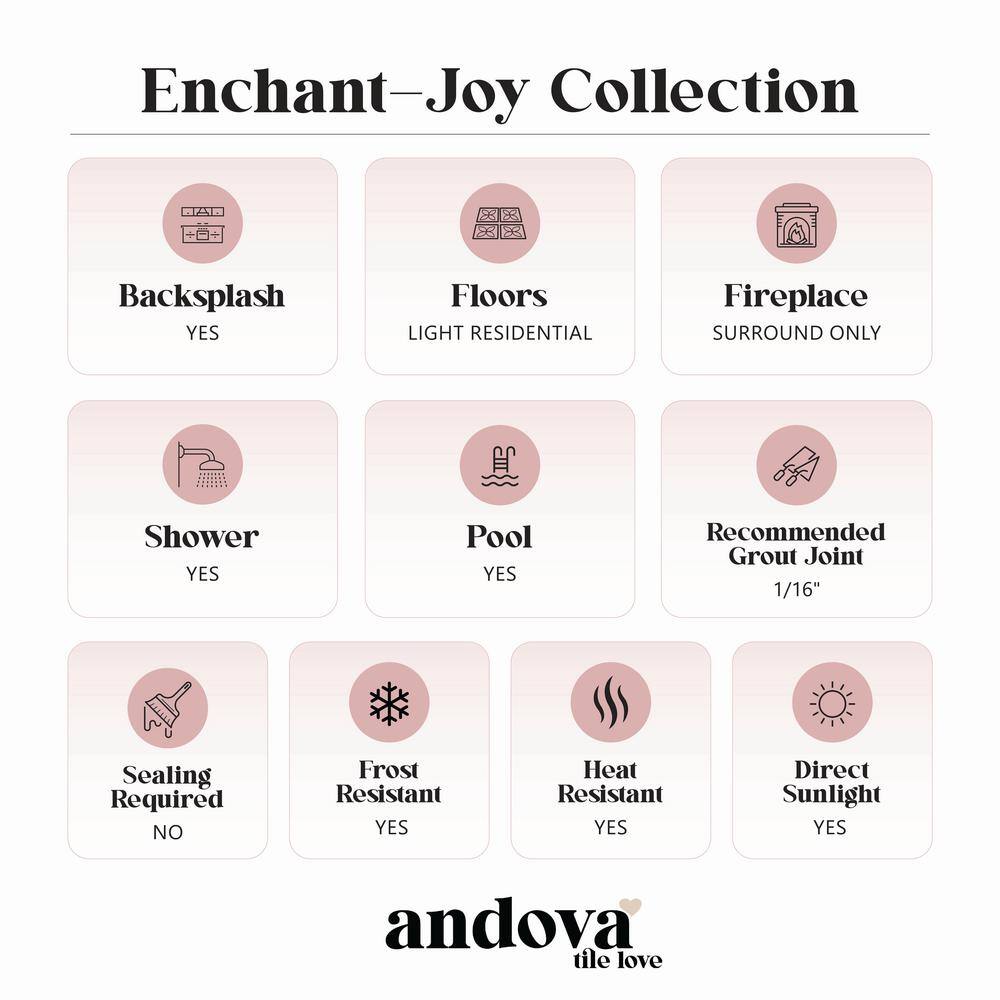 Enchant-Joy 3" x 6" White Polished Glass Subway Tile