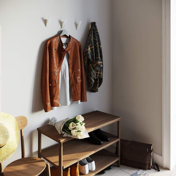 Unbranded Wood White Wall Coat Hook Rack (Set of 6)